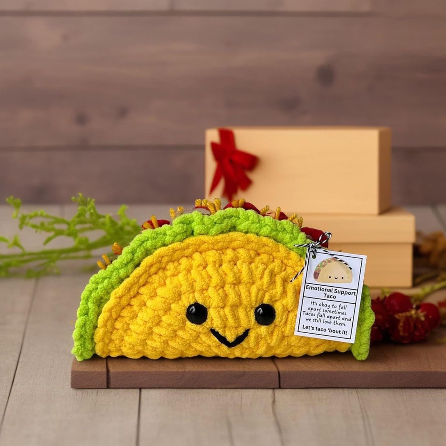 现货Emotional Support Taco情感支持玉米饼玩偶可爱的钩针娃娃