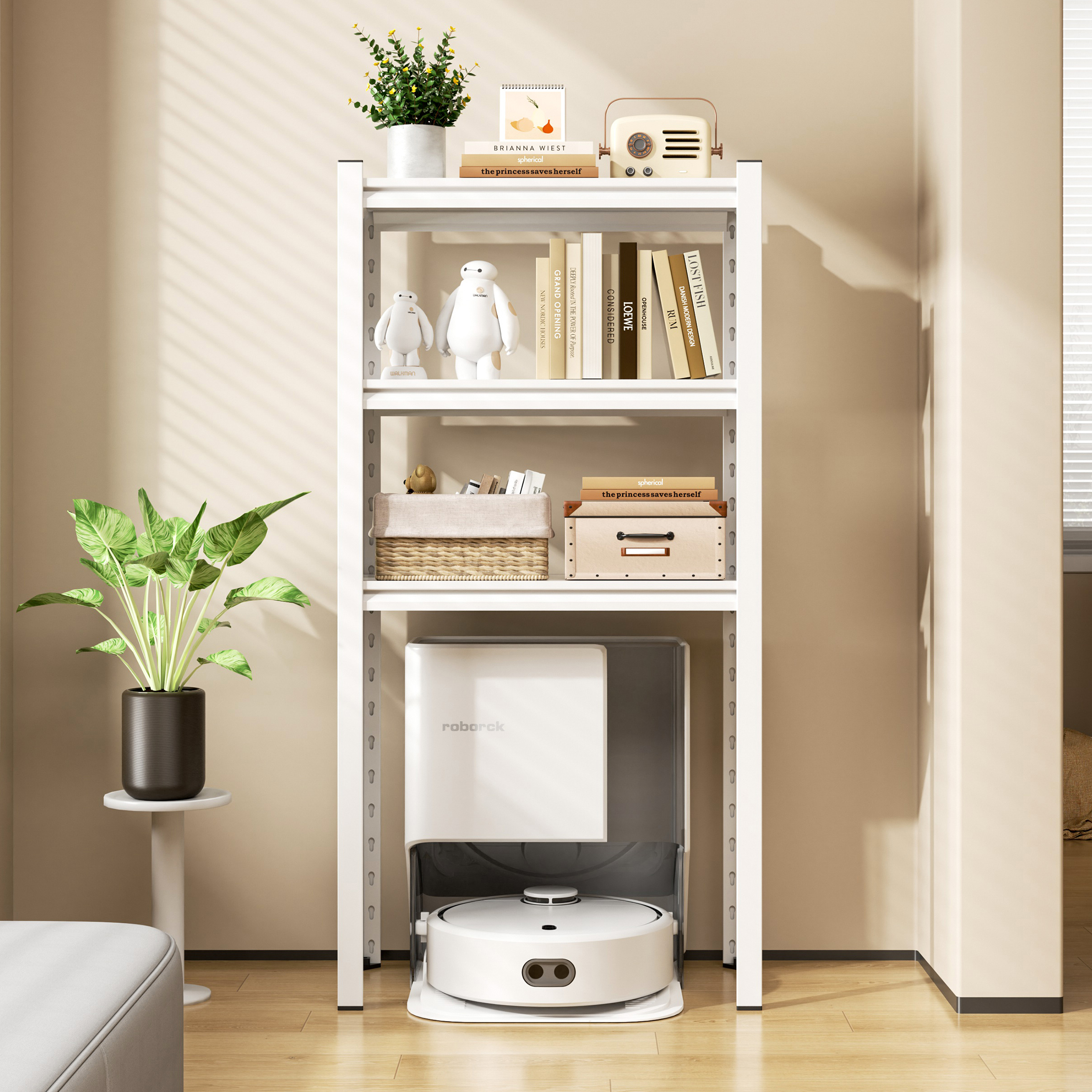 扫地机器人置物架家用下空式钢制储物架饮水机上R方多层落地收纳