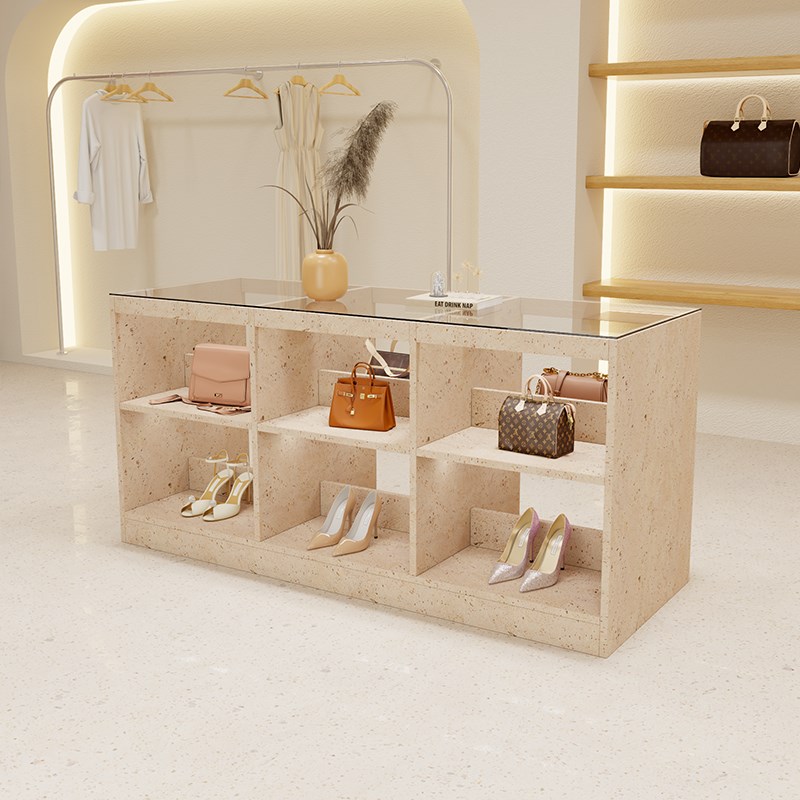 服装店玻璃中岛柜流水台女装饰品摆件陈列展示桌店铺中古风储物柜