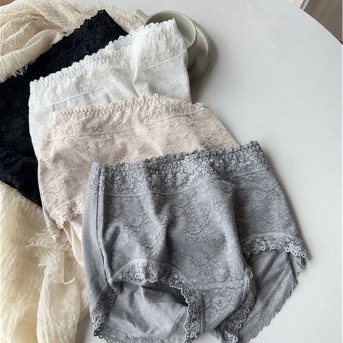 高品质出口韩国女士纯棉内裤收腹提臀无痕全棉黑色蕾丝包臀大码