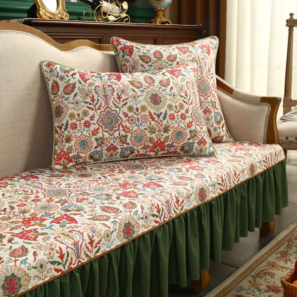 美式田园轻奢沙发垫防滑坐垫四季通用欧式复古奢华沙发套现代简约