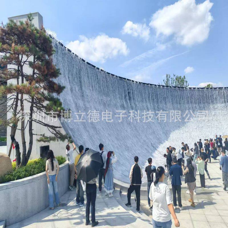 网红海宁盐官潮汐喷泉潮乐之城人工造浪水幕瀑布水幕墙水景墙户外