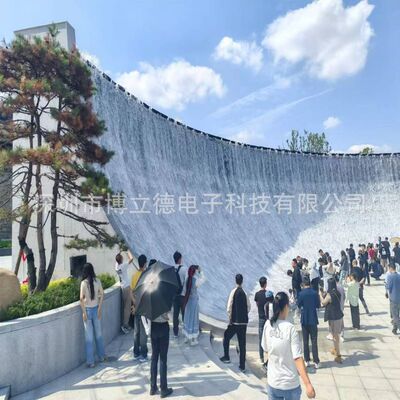 网红海宁盐官潮汐喷泉潮乐之城人工造浪水幕瀑布水幕墙水景墙户外