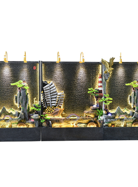 假山流水墙喷泉摆件玄关办公室水幕墙屏风庭院鱼池招财落地水景观