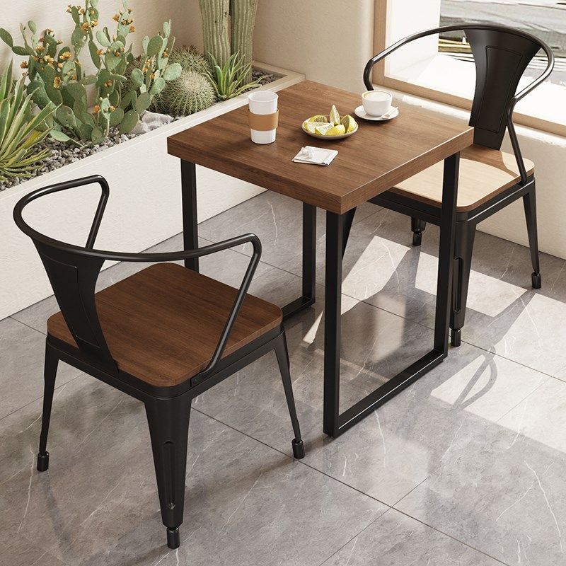 餐桌椅组合实木双人桌商用休闲下午茶餐饮小吃店奶茶店阳台小方桌