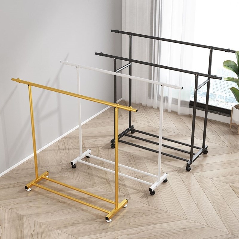 晾衣架落地室内伸缩杆式晒衣架家用简易晾衣架晒被子架