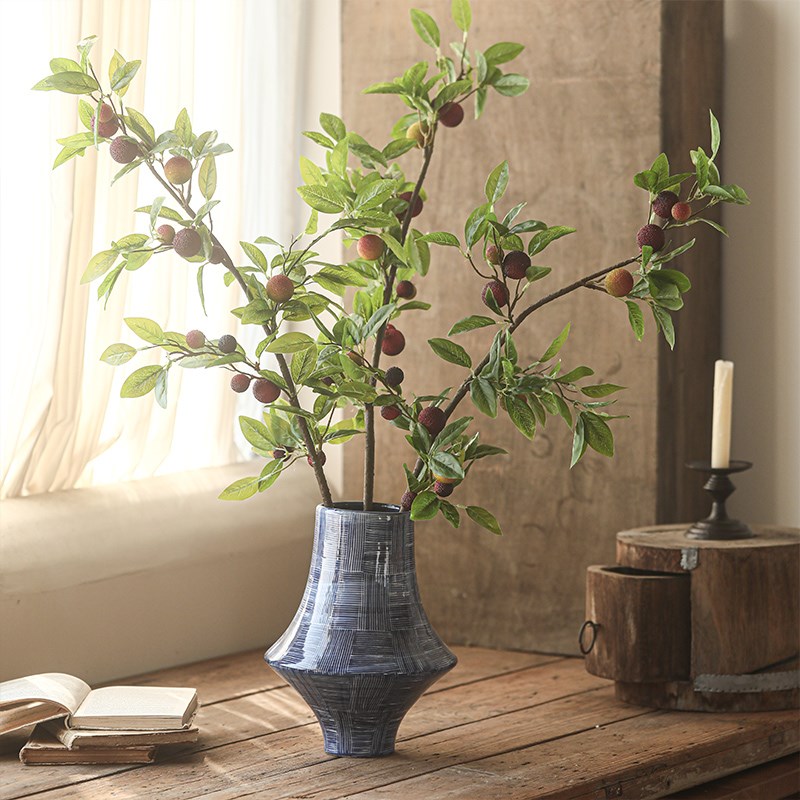 红果满杨梅枝仿真花高级感逼真客厅插花装饰花仿真果子假绿植摆件
