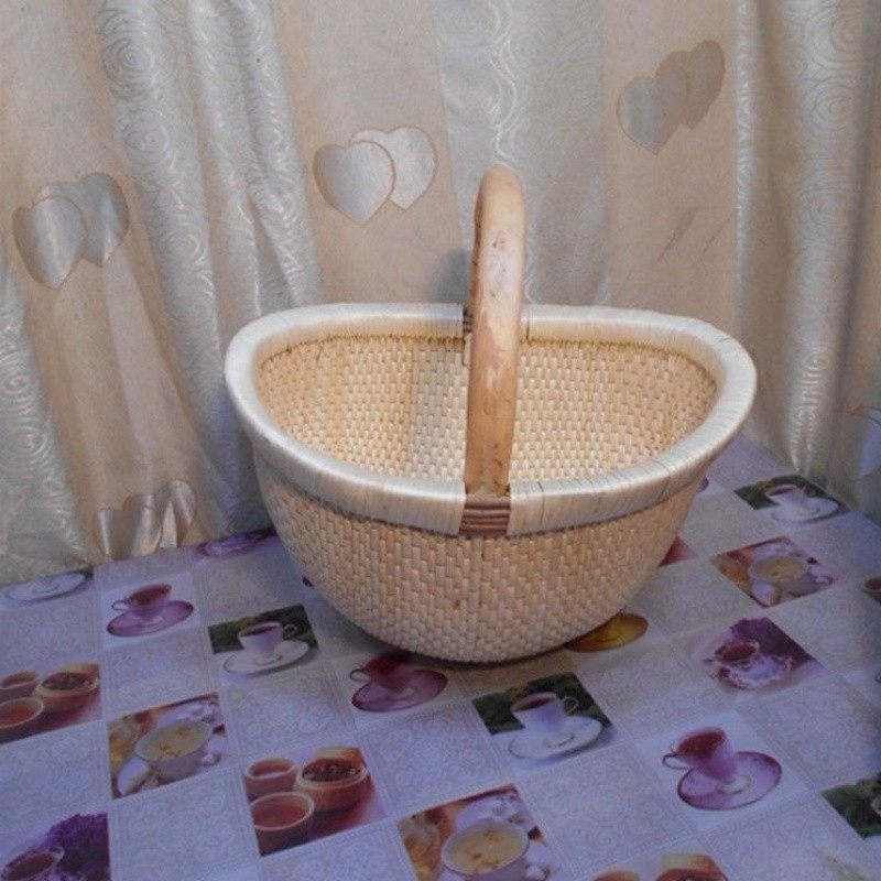 头层竹编簸箕柳编簸箕手工编织柳编筐篮子收纳筐篮垸子筐农家乐馒