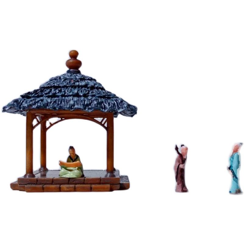 精品树脂摆件仿古茅草亭奇石山水盆景假山沙盘枯山水微景造景装饰