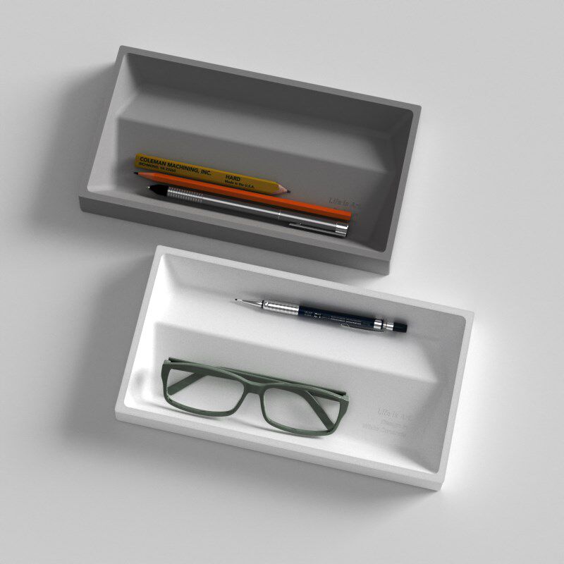 清水泥创意文具首饰眼镜桌面收纳整理储物盒创意简约办公家用托盘