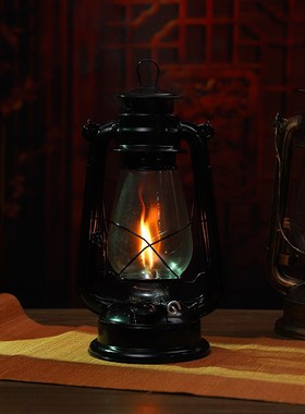 复古怀旧农村老式煤油灯手提马灯户外露营氛围油灯帐篷灯装饰摆件