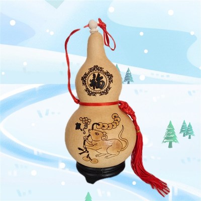 包邮开口木塞天然十二生肖葫芦摆件家居门厅挂件丑牛亥猪子鼠酉鸡