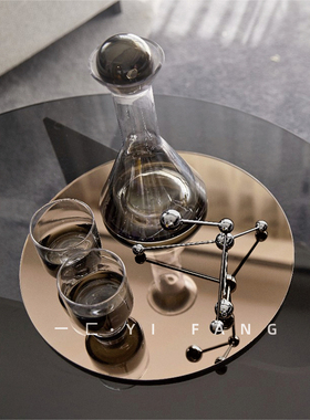 一匚 样板间欧式轻奢酒具托盘摆件搭配 售楼处餐厅吧台茶几饰品
