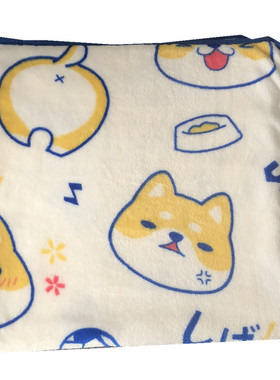 春夏日式白色秋田犬柴犬柯基毛毯办公室午睡毯空调盖腿毯四季通用