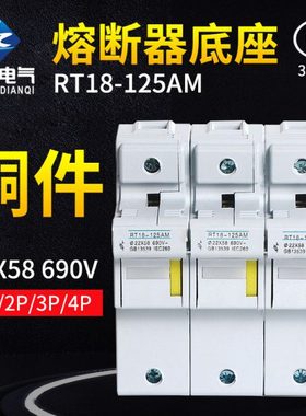 RT18-125AM 1P 2P 3P4P导轨式熔断器底座125A690V保险丝座22*58
