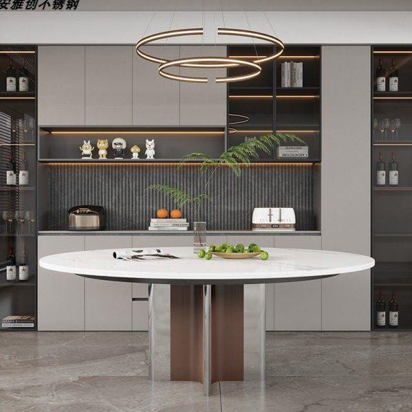 轻奢风不锈钢奢石岩板大理石圆形餐桌底座支架圆桌腿家用餐厅桌脚,商业/办公家具,商用餐桌/餐台,淘宝优惠券,粉丝福利购,淘宝优惠卷