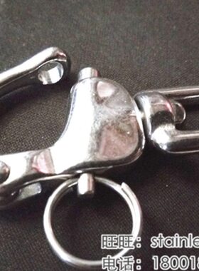 304不锈钢不锈钢旋转环带闭口环圈眼式旋转弹簧卸扣 总长度69mm