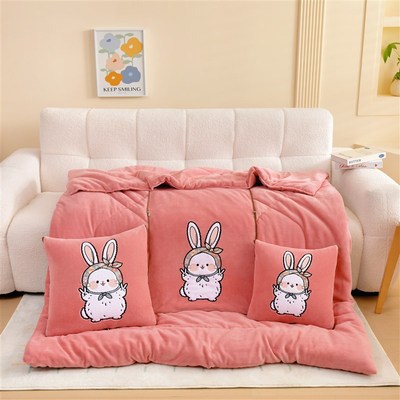 卡通牛奶绒加厚加大抱枕被子两用二合一折叠车载午休空调被靠垫冬