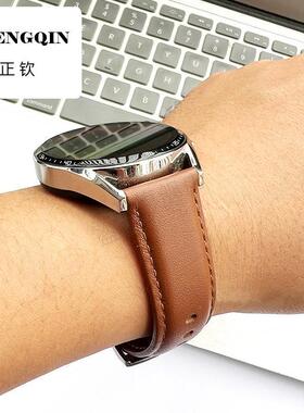 乾刊适用华为GT3头层牛皮表带gt5pro小牛皮真皮watch4男双头层wat