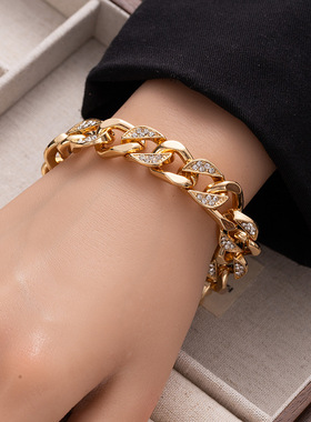 古巴手链排钻潮酷情侣手饰