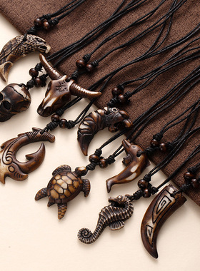 毛利鱼钩树脂项链4236