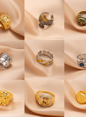 欧美风宽版复古男戒45