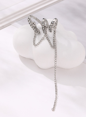 闪钻流苏耳骨夹轻奢高级感耳饰2023年女新款时尚气质百搭流苏耳夹