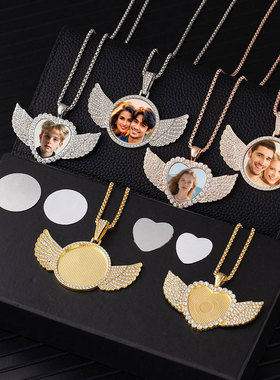 跨境专供天使翅膀爱心锁骨链