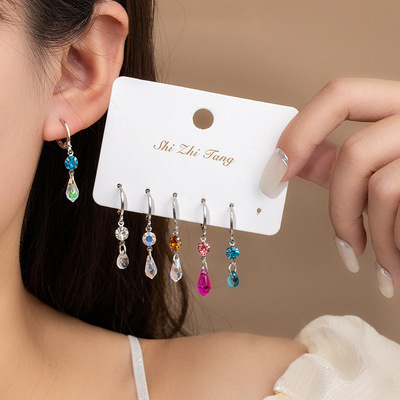 超闪水滴吊坠耳扣六件套