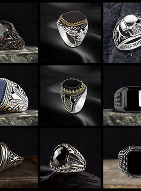 跨境男戒锆石朋克风44