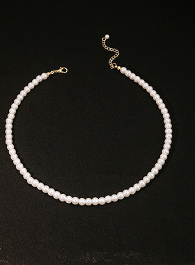 法式白色珍珠锁骨链11