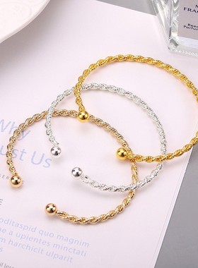 简约麻花开口手镯1533