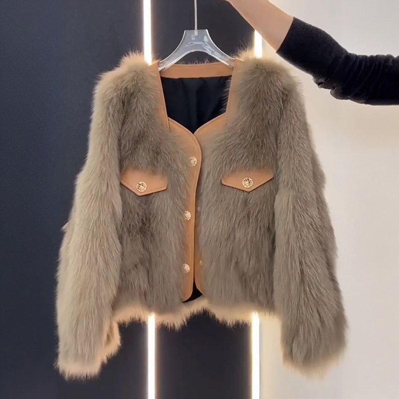 美拉德秋冬仿狐狸毛宫廷气质小个子皮毛一体2025新款短款毛毛外套,女装/女士精品,皮草,淘宝优惠券,粉丝福利购,淘宝优惠卷