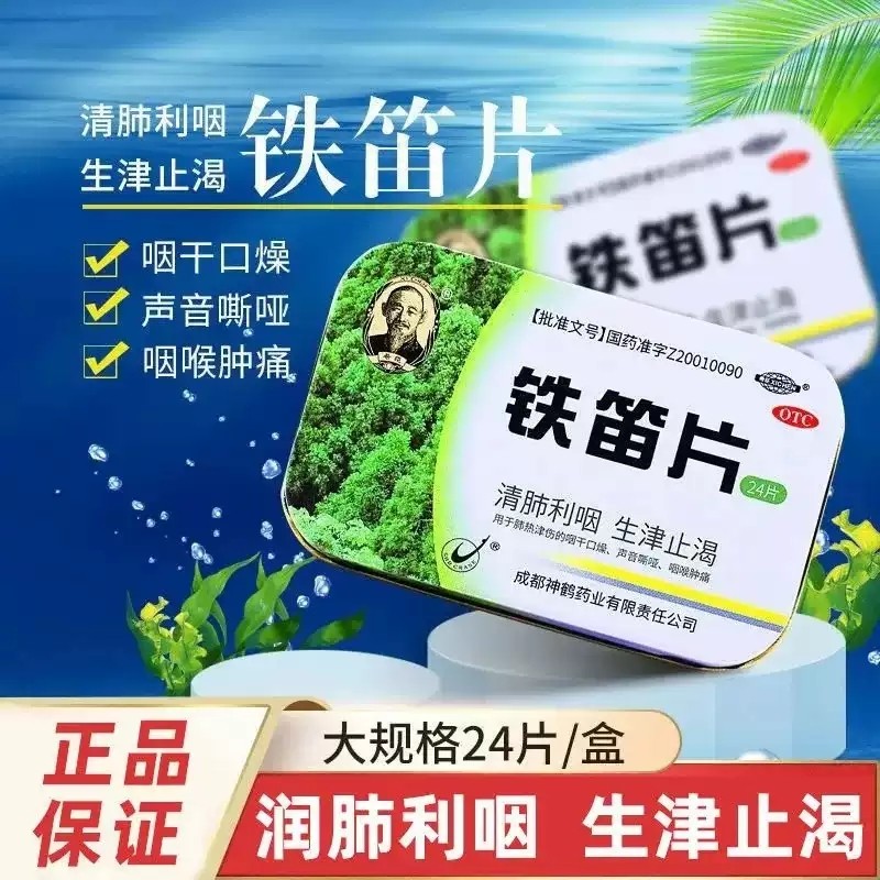 希臣铁笛片24片铁笛含片生津止渴铁迪片成都神鹤药业搭声音嘶哑药
