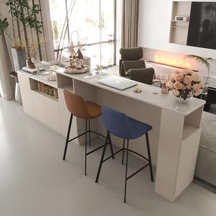 客厅岩板岛台吧台桌家用沙发后背隔断长条桌横厅靠山柜定制餐边柜