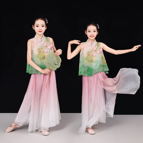 新款2026立春中国风古典舞演出服女童新中式郁金香飘逸纱衣舞蹈服