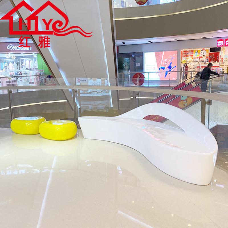 玻璃钢商场酒店小区公园学校园座椅户外休闲椅云朵弧形长坐凳椅子