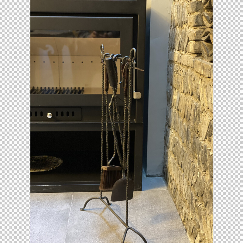 东际器物火炉壁炉工具铲子火钩火钳刷子收纳架手工铁艺烤炉五件套
