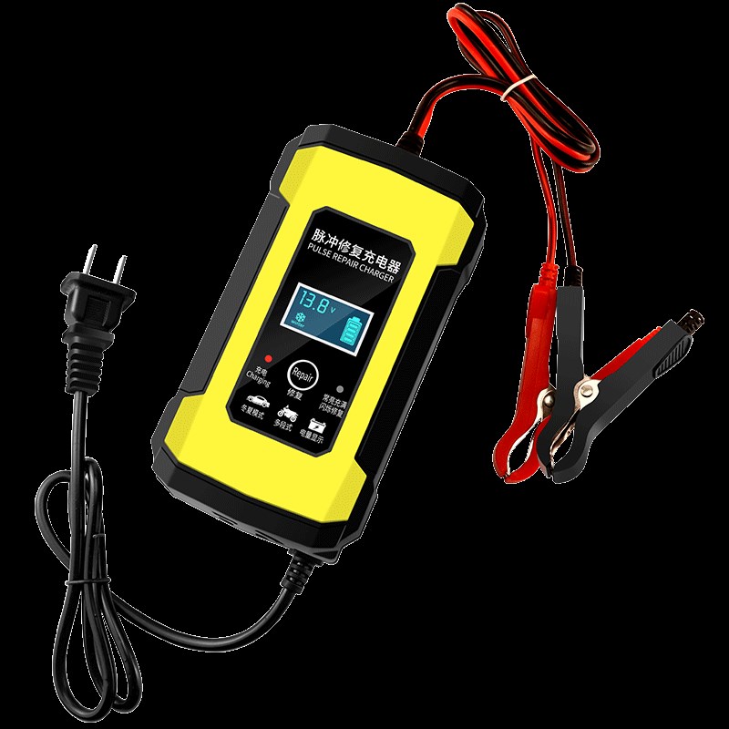 12V伏充电器汽车电瓶摩托车蓄电池铅酸通用智能自动修复A交流激活