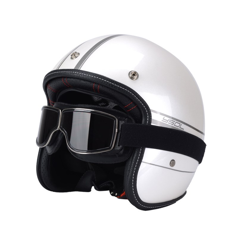 3C认证巡航摩托车头盔男女复古机车半盔四季通用电动车安全帽