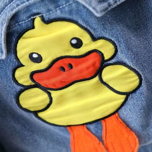 小黄鸭童装男童牛仔外套春秋2023新款宝宝帅气衣服儿童夹克上衣潮