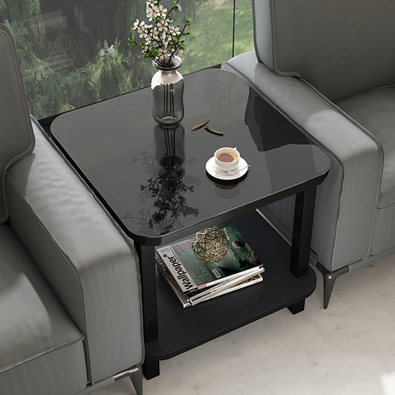 单人沙发中间茶几办公室沙发w茶桌正方形方桌小型钢化玻璃边几角