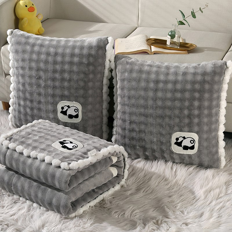 双面绒加厚抱枕被子n两用二合一车用午睡毛毯汽车枕头靠垫折叠被