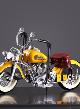 复古怀旧哈雷摩托车客厅电视柜酒柜仿真铁艺车模型家居装饰品摆件