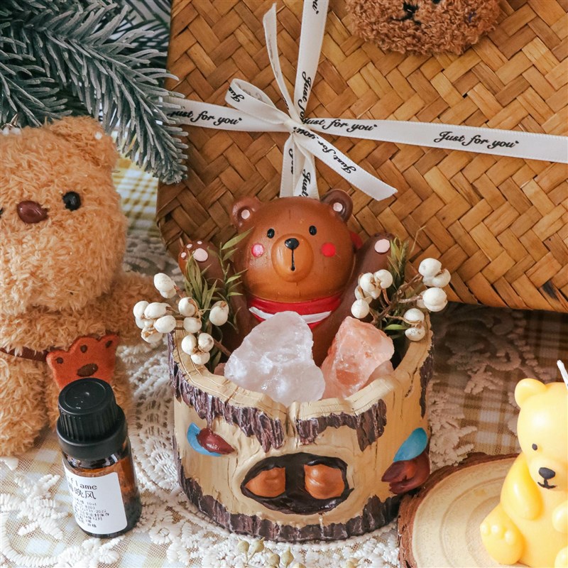小熊抱抱扩香石香薰卧室持久无火精油晶石摆件闺蜜女生日礼物礼盒