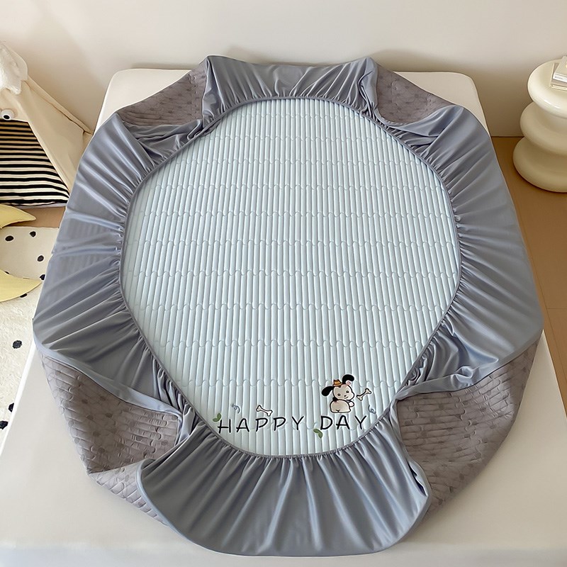 A类高端夏季乳胶床笠款凉席三件套卡通风刺绣可水洗床裙款空调席