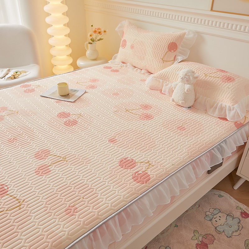 夏季A类凉感冰丝乳胶凉席三件套可机洗空调软席子夏天床垫保护罩