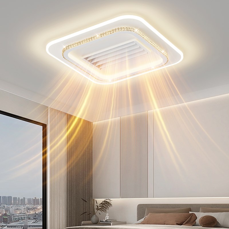 冷暖无叶风扇灯2025新款客厅灯简约现代大风力餐厅卧室一体吊扇灯