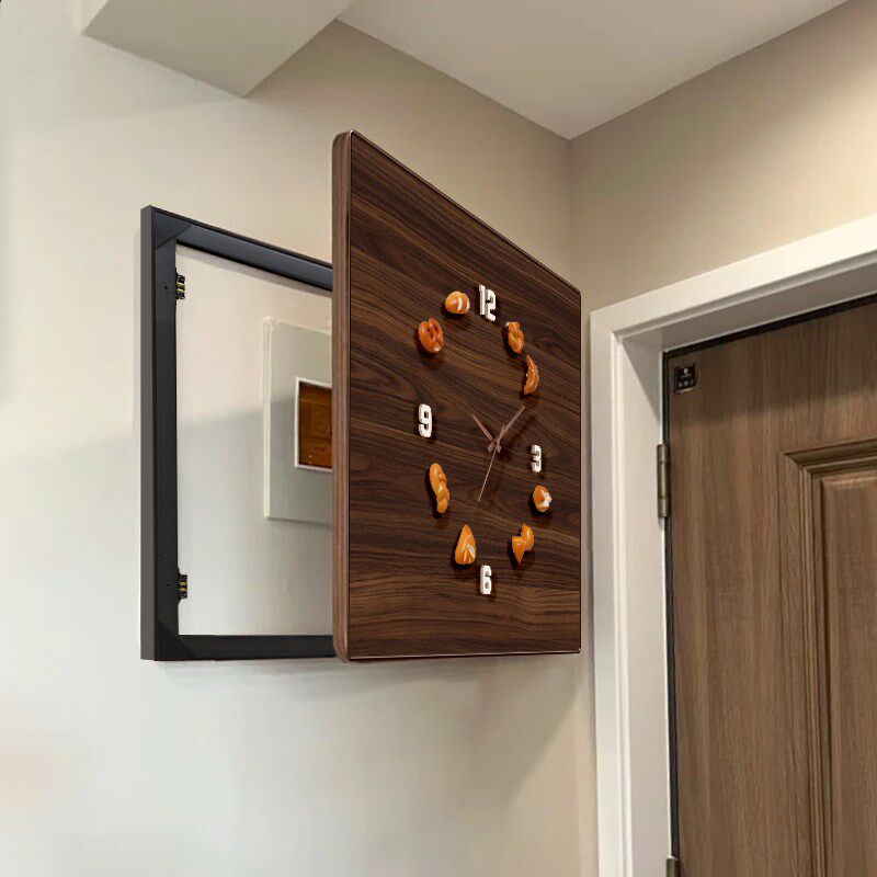 2025新款电表箱装饰画遮挡带钟表中古风diy磁吸配电箱开关盒挂画