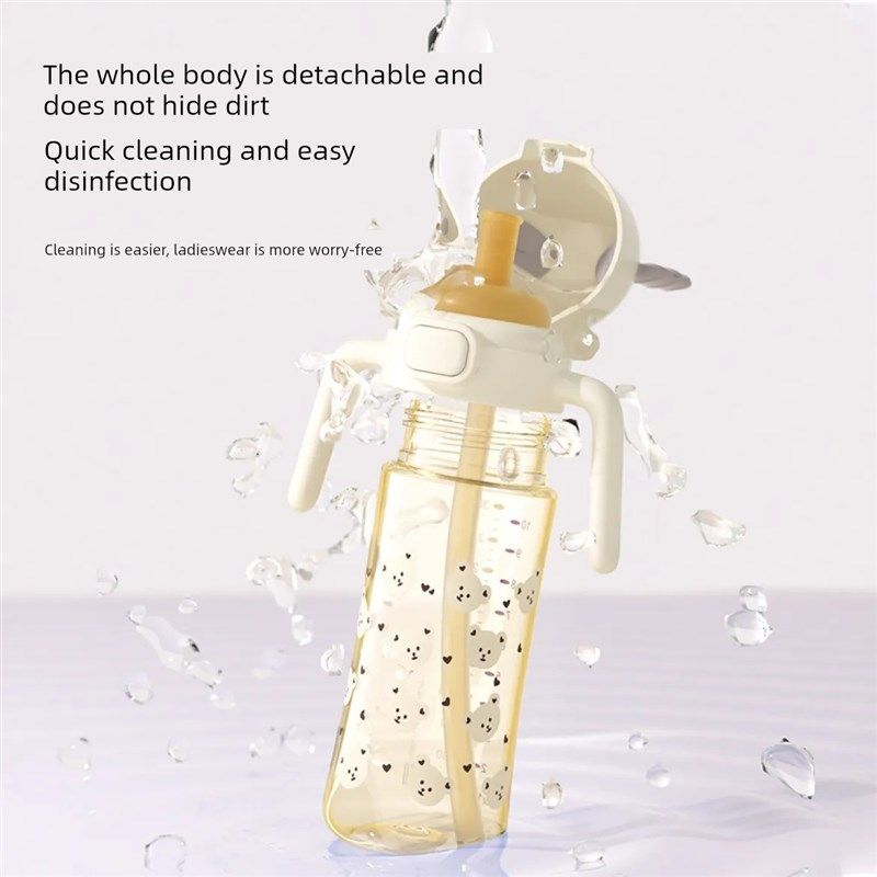 小象扣翻盖直饮吸管瓶宝宝学习饮用杯耐摔吸力好温标杯